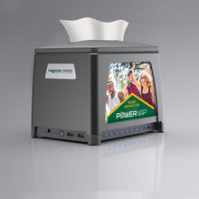 Load image into Gallery viewer, Black PowerNap dispenser with built in charger with napkins
