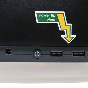 Close up of the charging ports on the Black PowerNap dispenser with built in charger